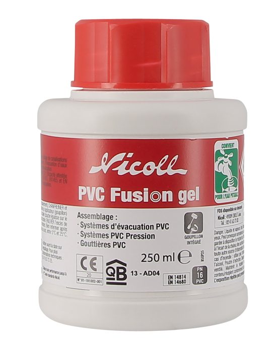 Colle PVC Fusion GEL prise rapide avec PINCEAU (Pôt : 250ml)